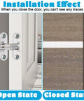 Twelve Pack Hidden Hinges For Cabinet Doors Stainless Steel Durable Hidden Hinges installed on white and wooden door.