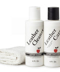 Premium Leather Cleaner And Conditioner Kit To Straight Up Lift Grime From Bags Boots And Travel Accessories While Fast Absorbing Blends. Two 4 fl. oz. bottles with towel.