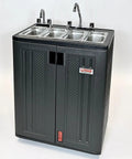 Hustle Ready Portable Sink With Four Compartment Basin And Built In Hot Water Free Standing Hand Wash Station in black