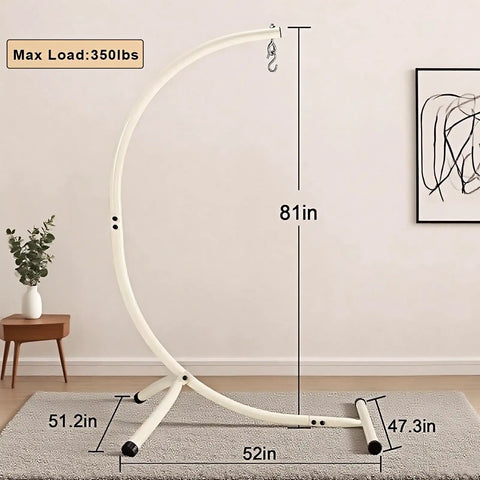 Built To Last Hammock Chair Stand For Indoor And Outdoor Use Heavy Duty Steel C Stand With White Finish Supports Up To 350 Lbs Easy Assembly Frame
