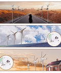 Wind turbines installed in rural landscape with focus on Gearless Direct Drive 10000W Wind Turbine Generator PMG 12V 24V 48V 500 RPM.