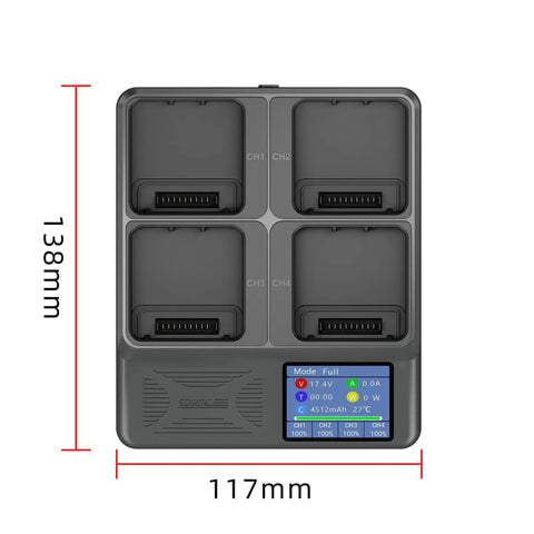 Top view of 3 In 1 Drone Battery Charger Hub For Phantom 4 Series With LED Display, Charges Three Batteries In A Row