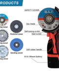 Cordless Angle Grinder Kit With 19500 RPM, Two 16.8V 2000mAh Batteries, Six Cutting Discs, and Fast Charger, Portable Handheld Grinder