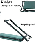 Heavy Duty Garden Kneeler And Seat With Two Tool Pouches, Foldable Garden Bench Stool, showing foldable design and weight capacity