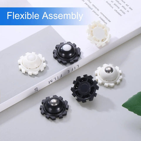 Peel Stick Mini Caster Wheels With Slick 360 Swivel Action And Super Grabby Adhesive Backing, 16 Pack Of Low Profile Nylon Rollers For Moving Furniture And Storage Bins Without The Hassle, White, varying colors.
