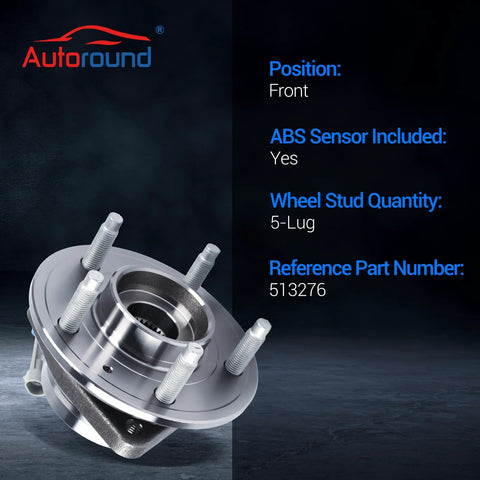 Front Wheel Hub Assembly 5-Lug with ABS for Chevy Equinox 07-09, Captiva Sport 12-15, Saturn Vue 08-10, Pontiac Torrent 07-09, Suzuki XL-7 513276 Replacement Bearing and Hub