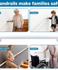 Rock Solid 5 Foot White Industrial Handrail Heavy Duty Galvanized Steel Railing Kit displayed for elder, children, pregnant women and disability use.