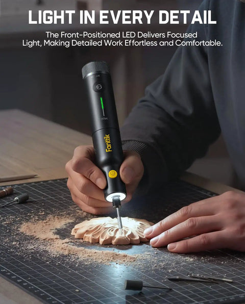 Cordless Rotary Tool Kit With 25000 RPM Motor 5 Speed Settings 44 Accessories For Sanding Polishing Drilling Carving And Cutting