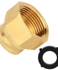Three Quarter Inch GHT To One Inch NPT Double Female Brass Garden Hose Swivel Adapter With Gasket No Leak Water Pipe Fittings For Outdoor Use Heavy Duty Durable Brass Construction Easy Install, brass adapter with gasket