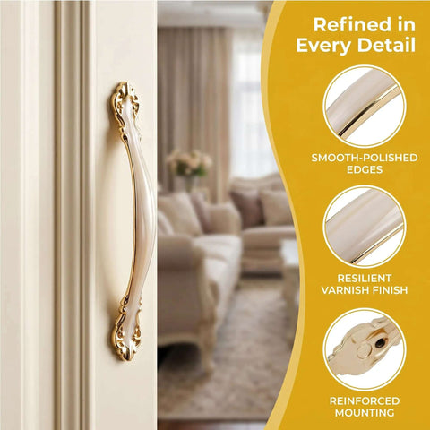 Amber Old School Vintage Cabinet Handles 3.8 Inch Hole Center Drawer Pulls for kitchen cabinets, shown in cream setting