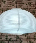 White Round 18 Inch Paper Lantern Set Two Pack Rice Paper Hanging Lamps For Decor No Fuss To Assemble Soft Ambient Glow