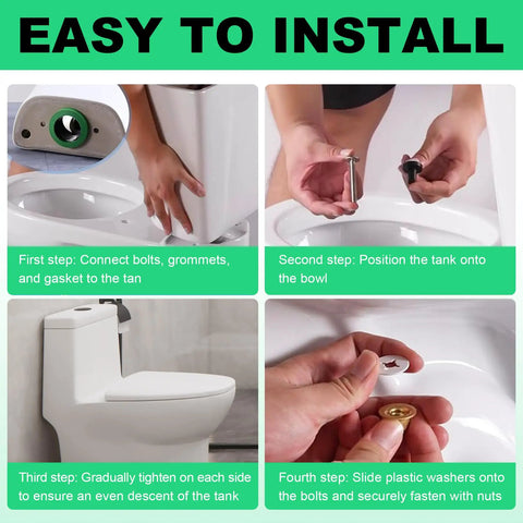 Installation guide for 3 Inch Toilet Tank To Bowl Coupling Kit With Gasket Bolts Nuts Washers Wrench And Teflon Tape Easy DIY Repair Kit