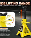 Low Profile Hydraulic Trolley Floor Jack Kit With 2 Ton Capacity, Comes With 2 Ratchet Jack Stands, safety overload display