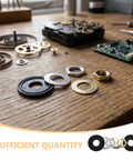 Quartz Clock Nut and Washer DIY Repair Kit 10 Sets With Metal and Rubber Components For Stable Performance, Precise Assembly, And Easy Wall Clock Mechanism Replacement on wooden table