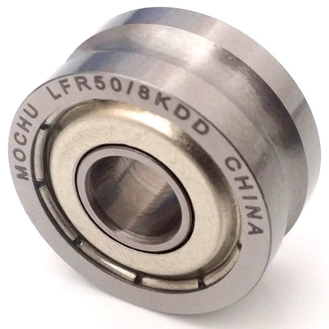 Badass Heavy Duty Track Roller With Double Row Angular Contact Ball Bearings Featuring Gothic Arch Raceway Profile 8 mm Bore 24 mm Width.