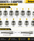 Heavy Duty Bolt Extractor Kit Featuring Internal Reverse Spiral Grip For Yanking Seized Rusted Stripped Nuts And Mangled Screws with 13 sockets and 2 adapters.