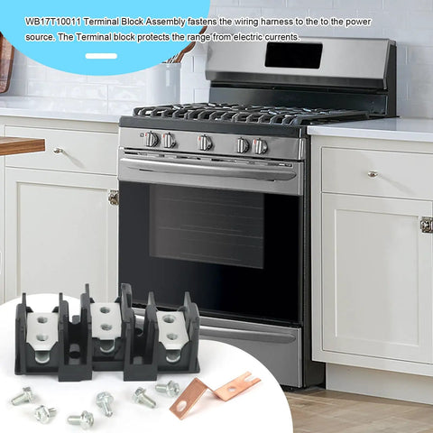 Heavy Duty Terminal Block Assembly For Electric Range And Oven Wiring Easy Install Replacement Part For Stoves Durable Reliable Power Connection Compatible With WB17T10011 And Related Parts AP3736048 1085735 black terminal block with screws