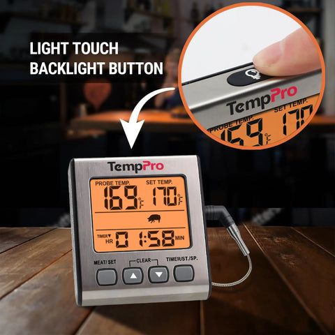 Digital Meat Thermometer For Grilling And Cooking With Backlit Display And Kitchen Timer Pro Grade Grill Thermometer