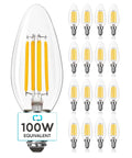 16 Pack Candelabra LED Light Bulbs That Deliver 100 Watt Shine, 800 Lumens For Crisp Natural White 3500K, 7W Dimmable E12 B11