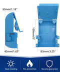 Hassle Free Blue Single Gang Old Work Electrical Outlet Box With Adjustable Flange Rock Solid Pvc Junction Housing For Existing Walls Smooth Sail Go To Kit dimensions displayed from multiple angles.