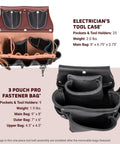 Adjustable Industrial Electrician Tool Belt Set Featuring Thirty One Slick Pockets And Kickass Pro Grade Tool Holders Built Tough For Hard Working Jobsite Go Getters Made In Usa with 25 pockets.