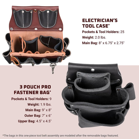 Adjustable Industrial Electrician Tool Belt Set Featuring Thirty One Slick Pockets And Kickass Pro Grade Tool Holders Built Tough For Hard Working Jobsite Go Getters Made In Usa with 25 pockets.