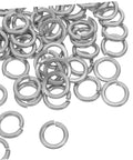 100 Count Stainless Steel Split Lock Washers M10 Spring Deck Fasteners on a white background, showcasing rust-resistant material.