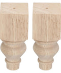 Two Pack 5.9 Inch Solid Wood Sofa Feet With Carved Round Base Unfinished Wooden Farmhouse Legs For Couch