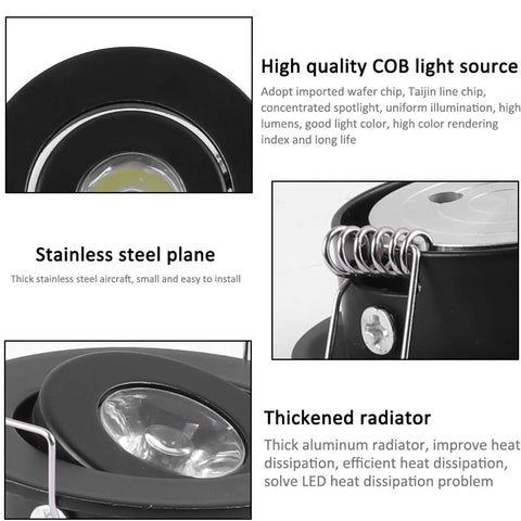 Sorfia 10pcs 2 inch Gimbal LED Recessed Light Small Recessed Lights AC110V with stainless steel plane and thick aluminum radiator.