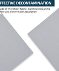 Microfiber cleaning cloths, two light gray pieces with zigzag edges.
