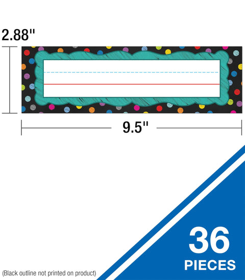 Polka Dot Chalkboard Nameplates Set 36 Colorful Name Labels for Kids Kid Friendly Classroom Label Tags for Desks Lockers and School
