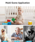 2K Indoor Security Camera for Home, Baby, Elder, and Pet Monitoring with Clear Night Vision, multi-scene usage illustration