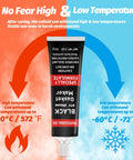 Tube of Black RTV Silicone Gasket Maker with temp range -60°C to 300°C, suitable for high and low temperatures