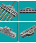 Solid Build And No Sweat Wiring 1 In 6 Out Led Strip Light Terminal Block Splitter featuring push in module and wires connected.