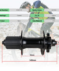 8 9 10 Speed Rear Wheel Hub For MTB And Commuter Bikes With 6 Bolt Disc Quick Release Lightweight Aluminum Black Finish