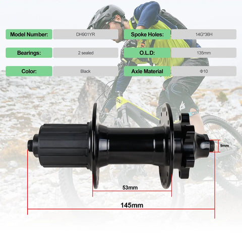 8 9 10 Speed Rear Wheel Hub For MTB And Commuter Bikes With 6 Bolt Disc Quick Release Lightweight Aluminum Black Finish