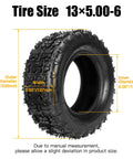 13x5.00-6 Go Kart Tires With Inner Tubes 2 Pack showing tire dimensions and tread pattern for off-road use