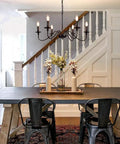 Farmhouse 6 Light Black Chandelier For Dining Room And Kitchen Island Pendant Light Fixture With Industrial Rustic Vibe Vintage Modern