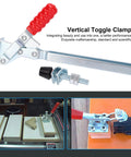 Beefy Vertical Toggle Clamp Heavy Duty Quick Release Workholding Tool With Extended Handle for Woodworking and Metalworking Iron Construction Delivers 180Kg Clamping Force M8x70 Screw Size Industrial Grade Fixture in use and installation examples