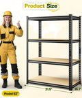 Heavy Duty 4 Tier 48 Inch Metal Shelving Unit With Easy Assembly For Home Garage 1600 Lb Capacity Rolled Edge Steel Columns Wide Open Shelves For Easy Access Storage, 48in size view