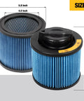 High Efficiency Vacuum Filter Replacement For 4 To 5 Gallon Wet Dry Shop Vacs Compatible With DXV04T DXV05P pleated cartridge size diagram