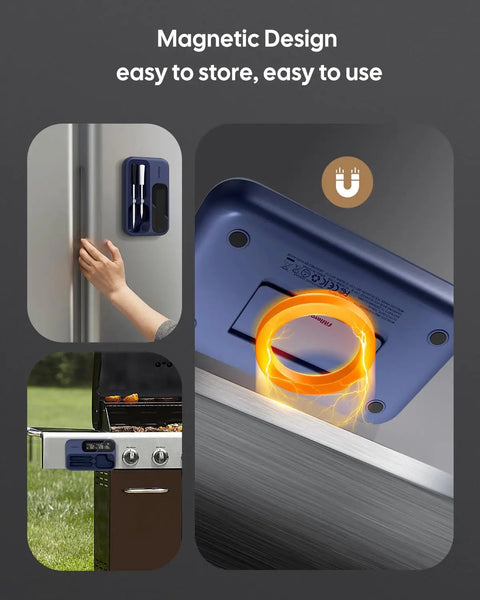 Magnetic design of Wireless Meat Thermometer With Dual Probes For Grilling And Smoking Bluetooth 5.4 And WiFi 5G Connection