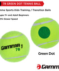 Training Tennis Balls For Kids And Beginners With Orange 60 Dot And Green 78 Dot, Low Compression For Slower Speed And Lower Bounce