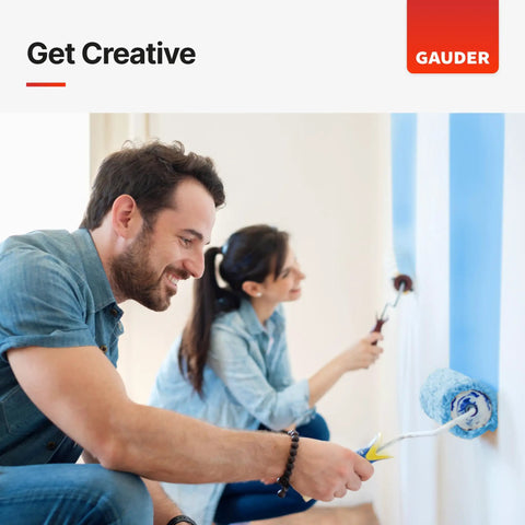 Couple using Blue Painter Tape 1 Inch By 55 Yards Six Pack For Renovations And DIY Projects With Sharp Edges No Bleed Masking
