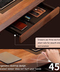 Slick Adjustable Standing Desk With Smart Memory Height Presets showing ergonomic design and drawer details in matte black finish.