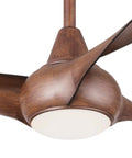 Light Wave 52 Inch Ceiling Fan With LED Light Kit in Distressed Koa Finish, close-up of blades and light
