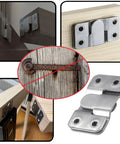 Built To Last Beefy Stainless Steel Flush Mount Bracket Set With Screws Six Packs Interlocking Z Clips in use on wooden surfaces