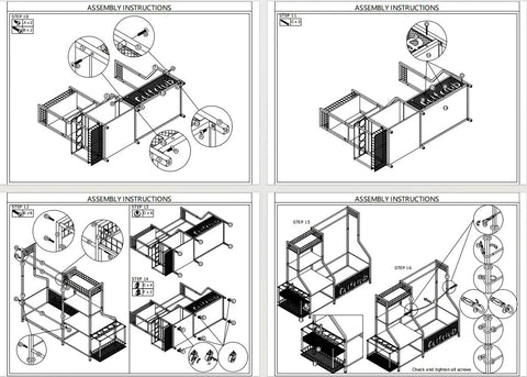 Assembly instructions for Garage Golf Bag Storage Organizer with 360 Degree Swivel Wheels and Steel Frame.
