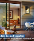 Outdoor Solar Wall Light With Motion Sensor And 3 Lighting Modes Two Bulbs Waterproof Porch Lantern on wall at night.