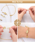 18 Pcs Magnetic Necklace Clasp Set With 3 Styles In Gold And Silver, featuring step-by-step usage with bracelet and clasp close-ups